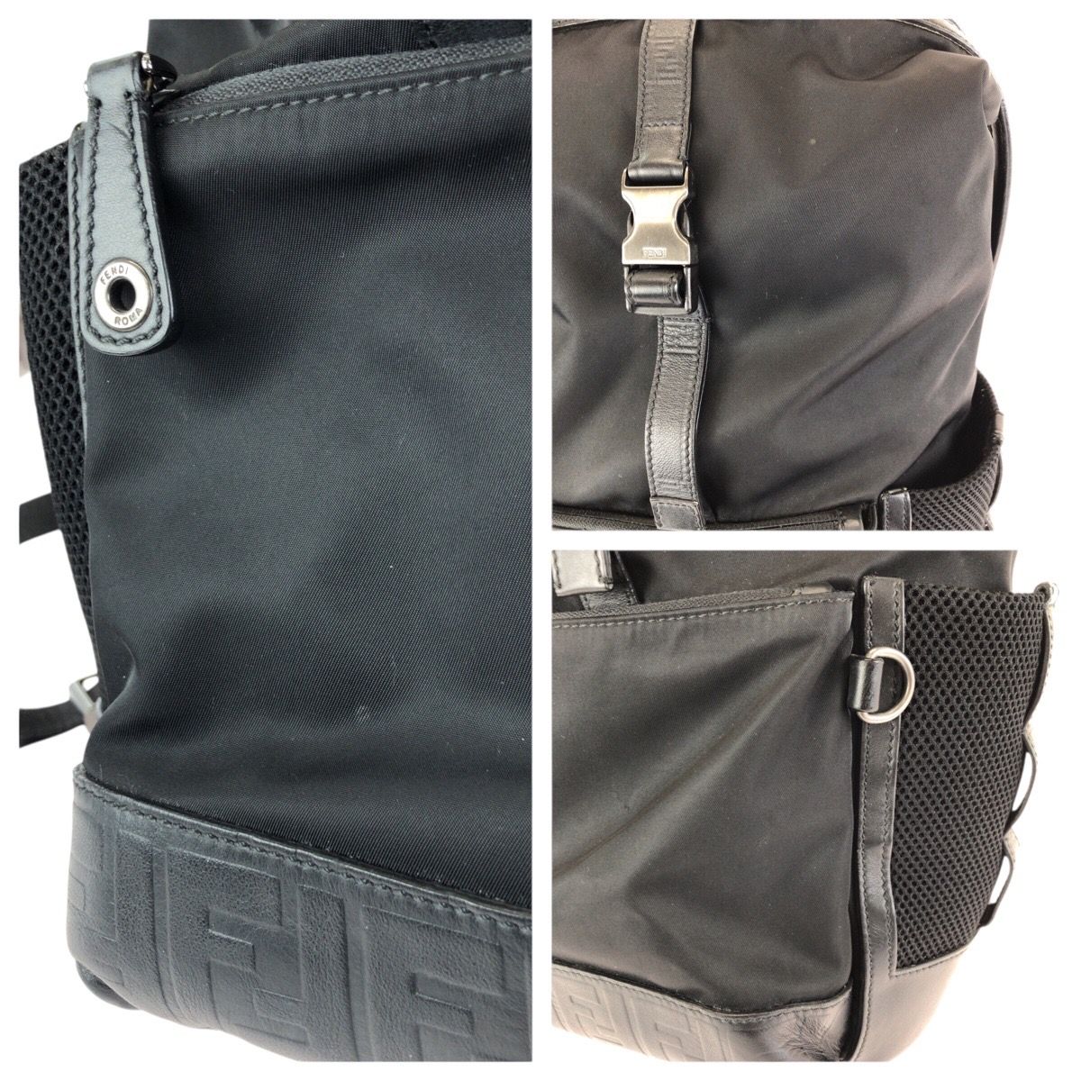 Fendi Zucca Black Silver Nylon Leather Backpack — view 5