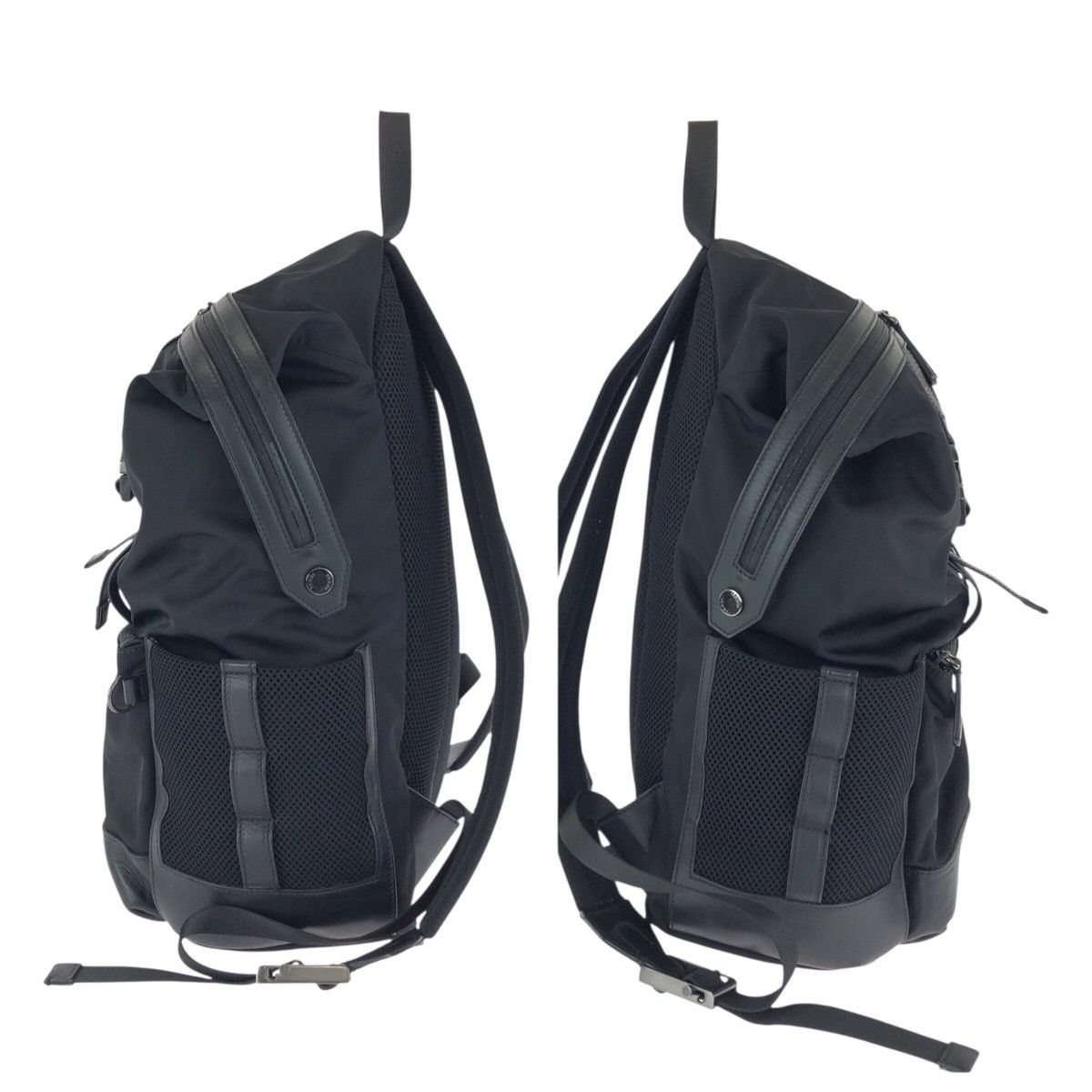 Fendi Zucca Black Silver Nylon Leather Backpack — view 8