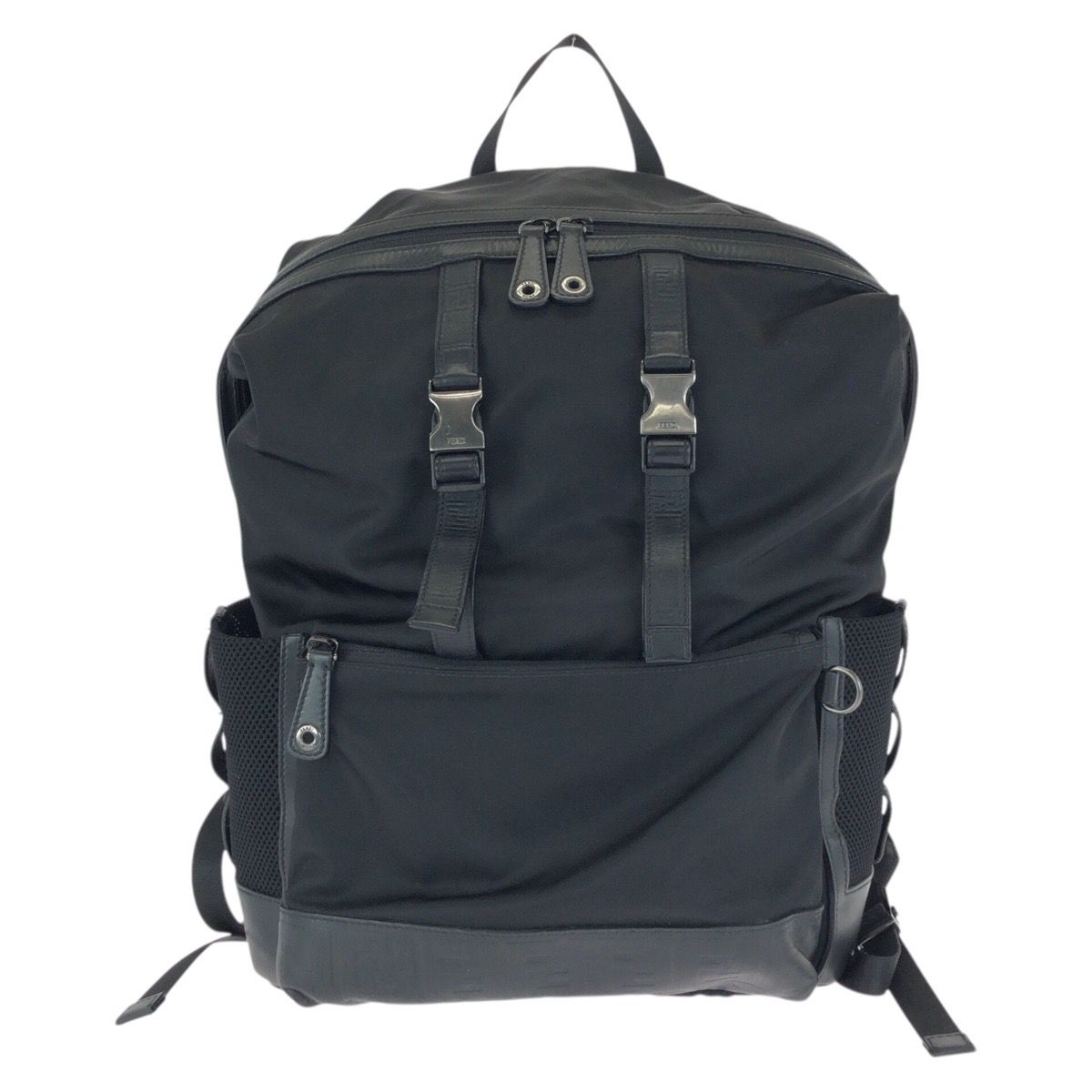 Fendi Zucca Black Silver Nylon Leather Backpack