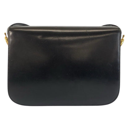 Celine Vintage Horse Carriage Black Gold Leather 09 Shoulder Bag Pochette — view 2