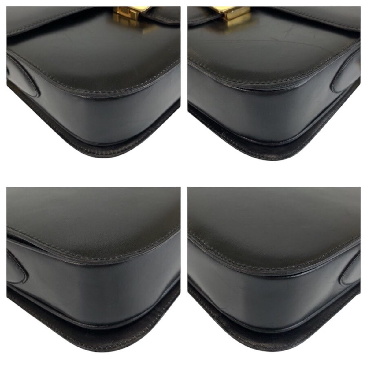 Celine Vintage Horse Carriage Black Gold Leather 09 Shoulder Bag Pochette — view 3