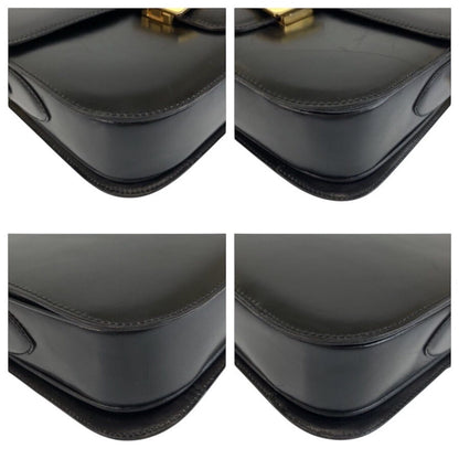 Celine Vintage Horse Carriage Black Gold Leather 09 Shoulder Bag Pochette — view 3