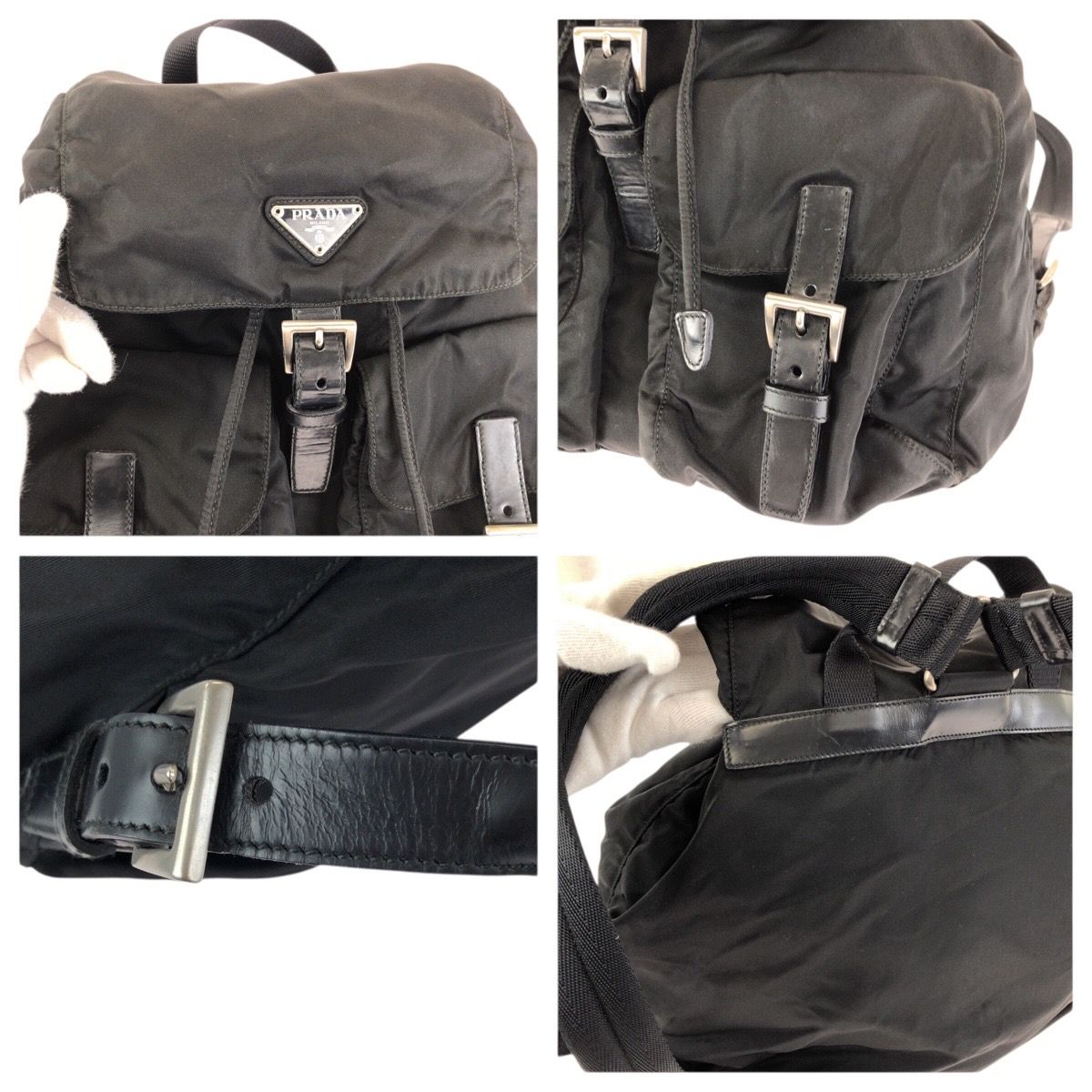 Prada Tessuto Black Silver Nylon Backpack — view 5