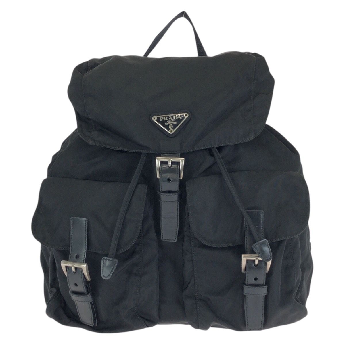 Prada Tessuto Black Silver Nylon Backpack