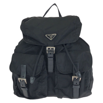 Prada Tessuto Black Silver Nylon Backpack
