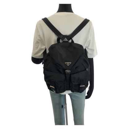 Prada Tessuto Black Silver Nylon Backpack — view 7