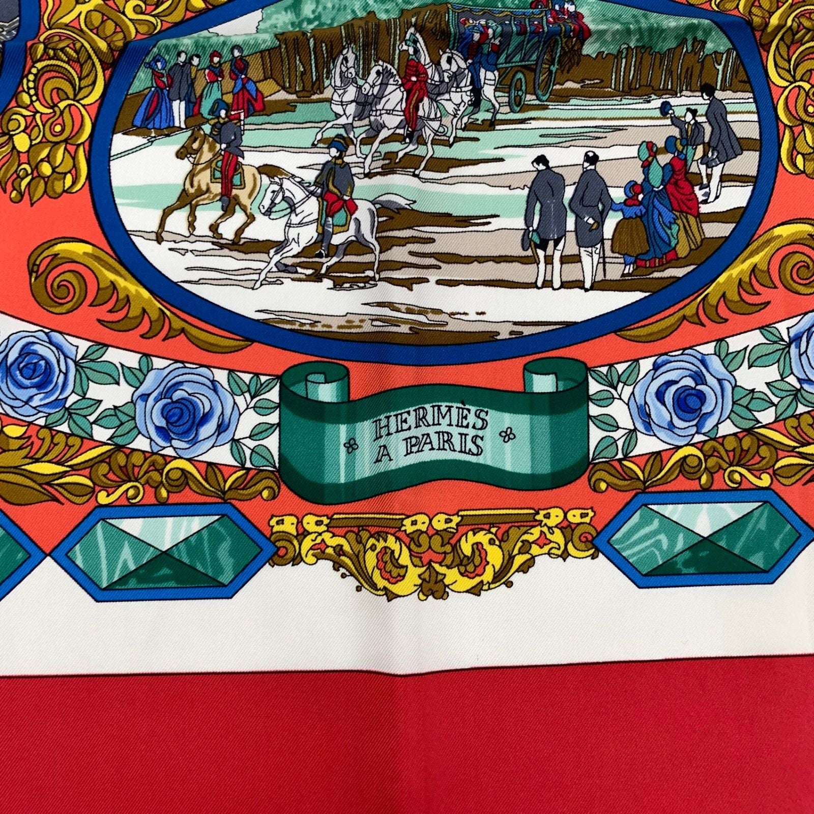 Hermes Carre 90 L'entente Cordiale Franco British Alliance Red Multicolor Scarf — view 7