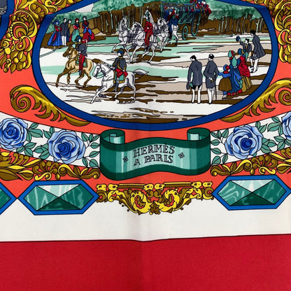 Hermes Carre 90 L'entente Cordiale Franco British Alliance Red Multicolor Scarf — view 7