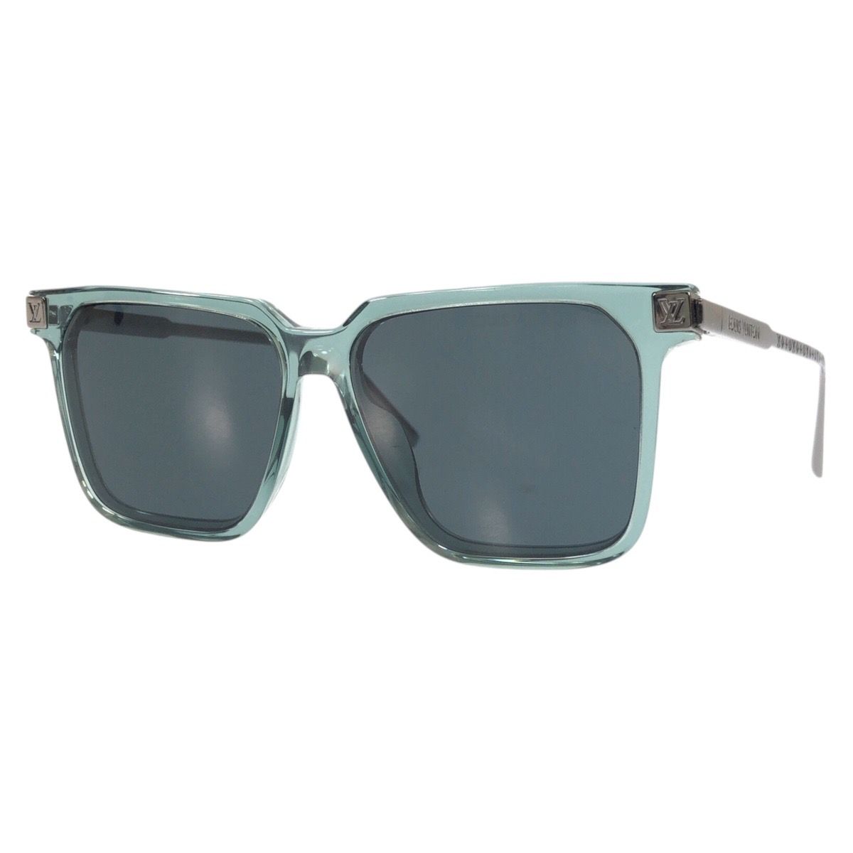 Louis Vuitton LV Rise Square Green Silver Acetate 56 15 Sunglasses Eyewear