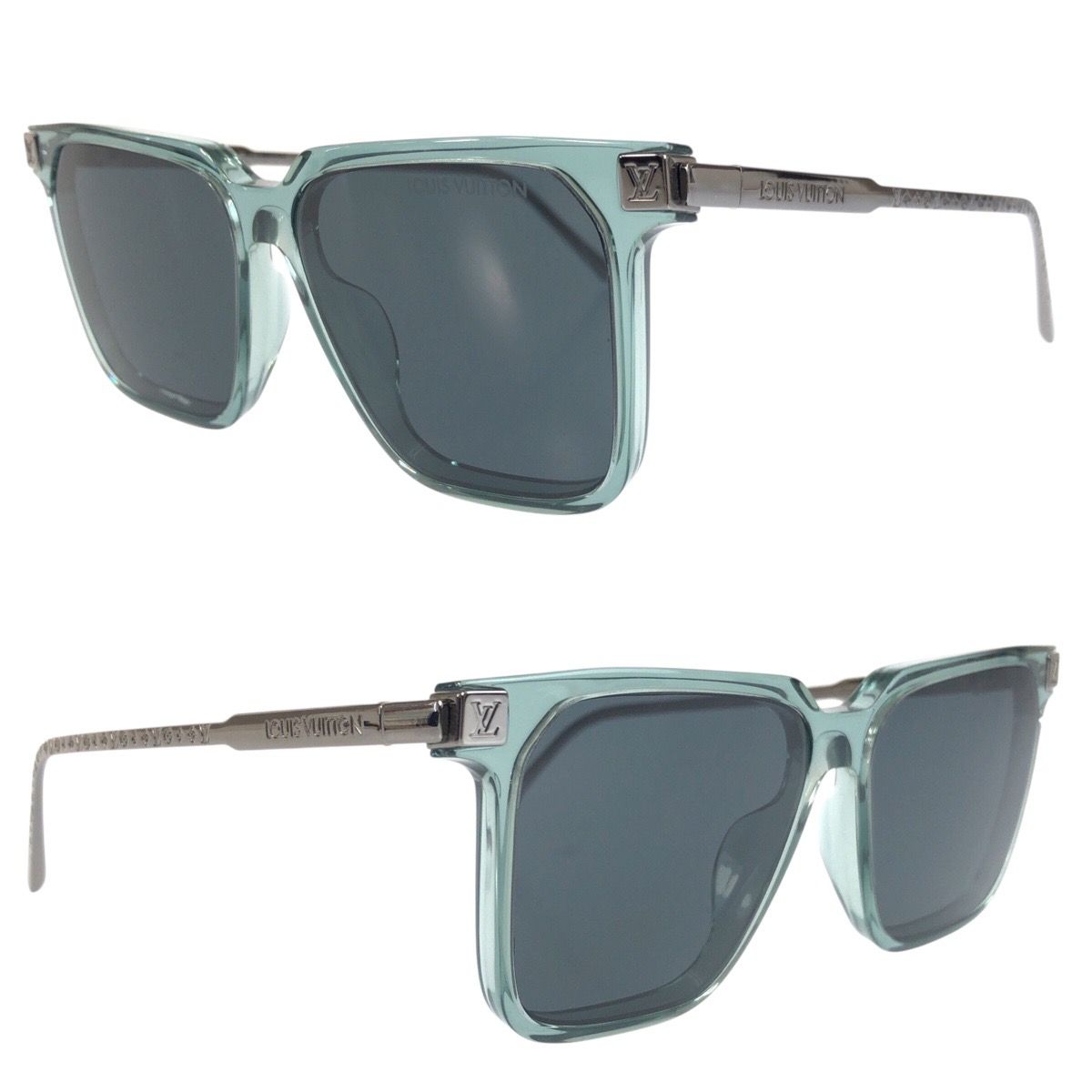 Louis Vuitton LV Rise Square Green Silver Acetate 56 15 Sunglasses Eyewear — view 4