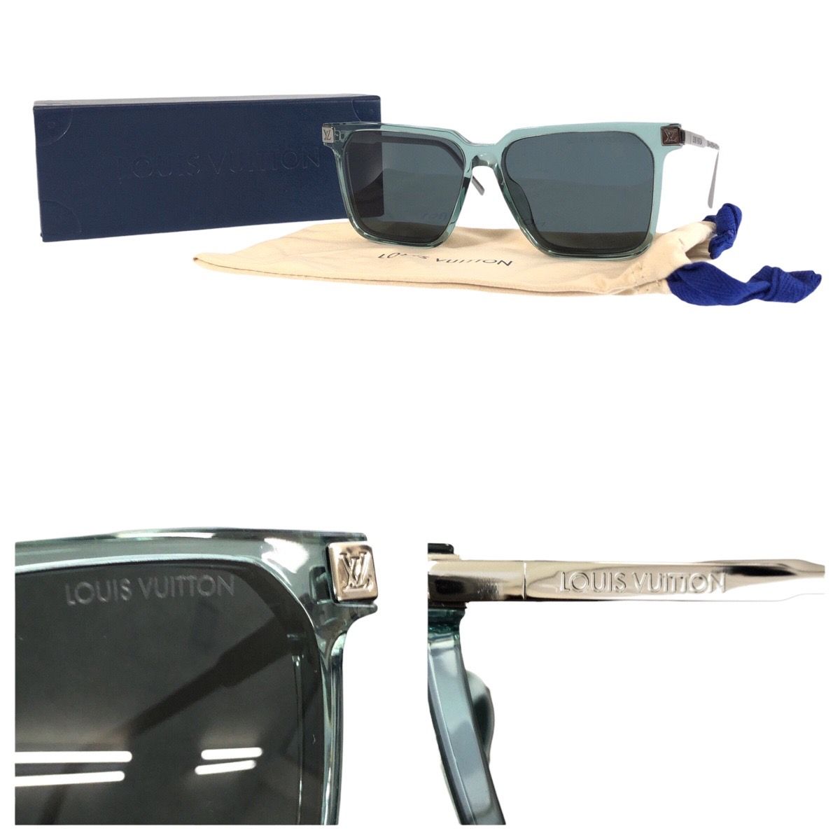 Louis Vuitton LV Rise Square Green Silver Acetate 56 15 Sunglasses Eyewear — view 8