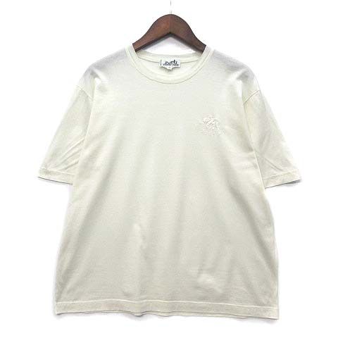 Hermes Elephant Logo Embroidery T-Shirt Off White