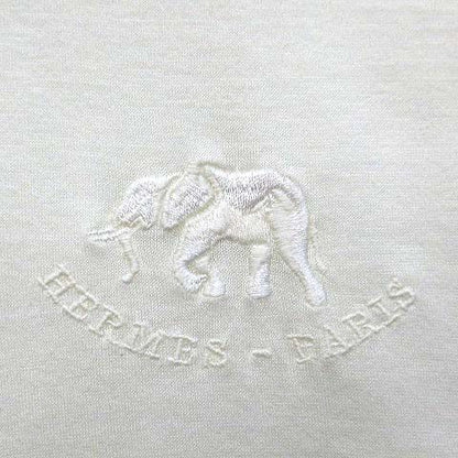 Hermes Elephant Logo Embroidery T-Shirt Off White — view 5