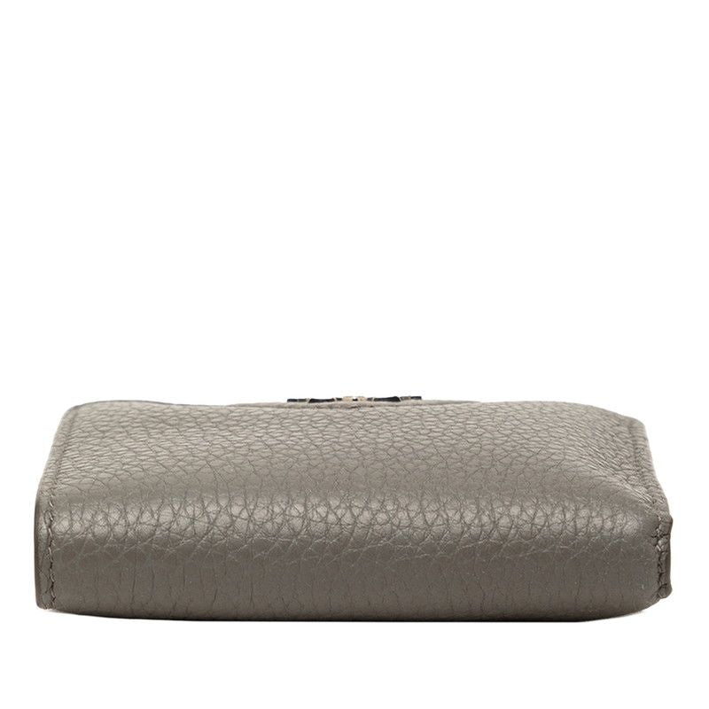 Prada Triangle Logo Bifold Wallet Compact Gray Vitello Daino Leather — view 3