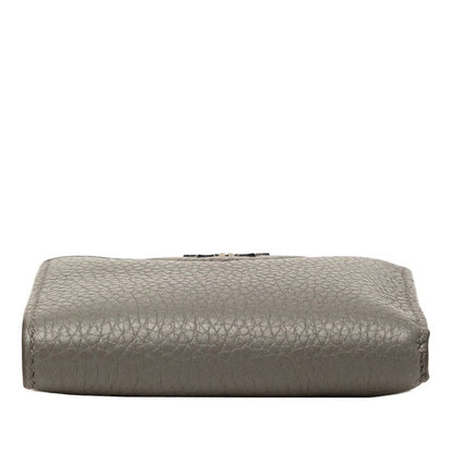 Prada Triangle Logo Bifold Wallet Compact Gray Vitello Daino Leather — view 3