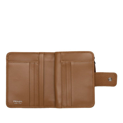 Prada Bifold Wallet Compact Camel Brown Vitello Daino Leather — view 4