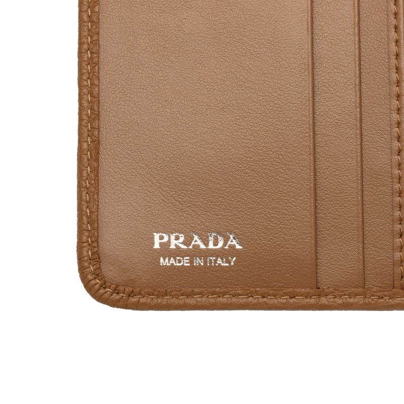 Prada Bifold Wallet Compact Camel Brown Vitello Daino Leather — view 6