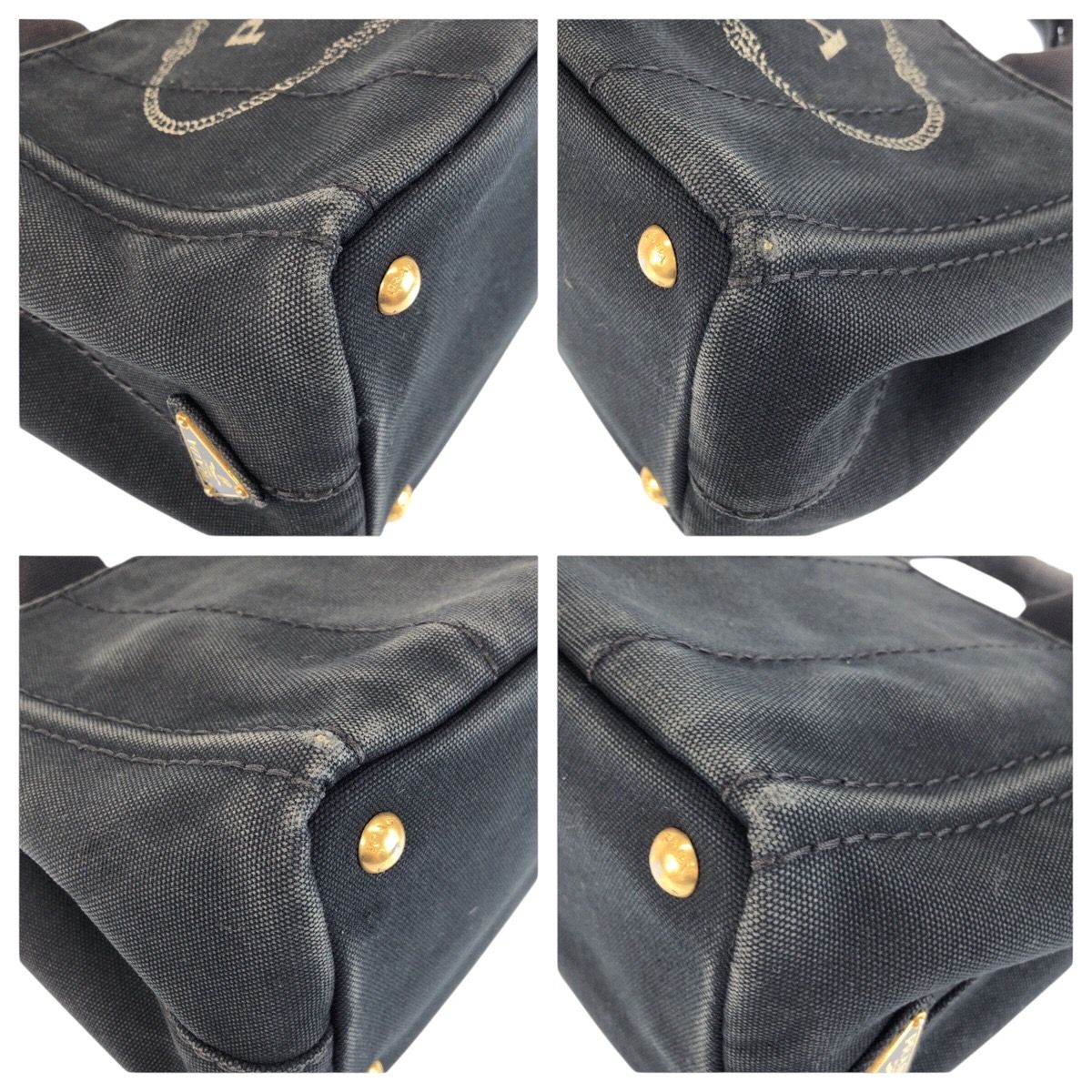 Prada Canapa Black Canvas Tote — view 4