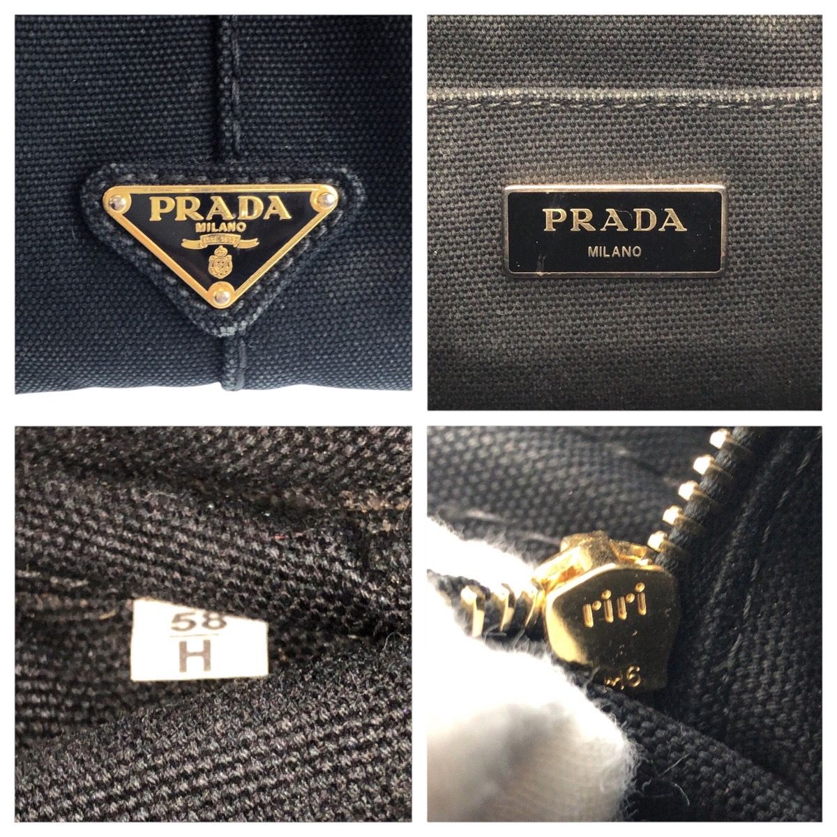 Prada Canapa Black Canvas Tote — view 3
