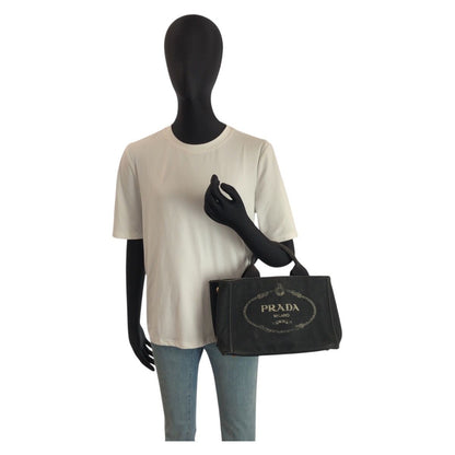 Prada Canapa Black Canvas Tote — view 7