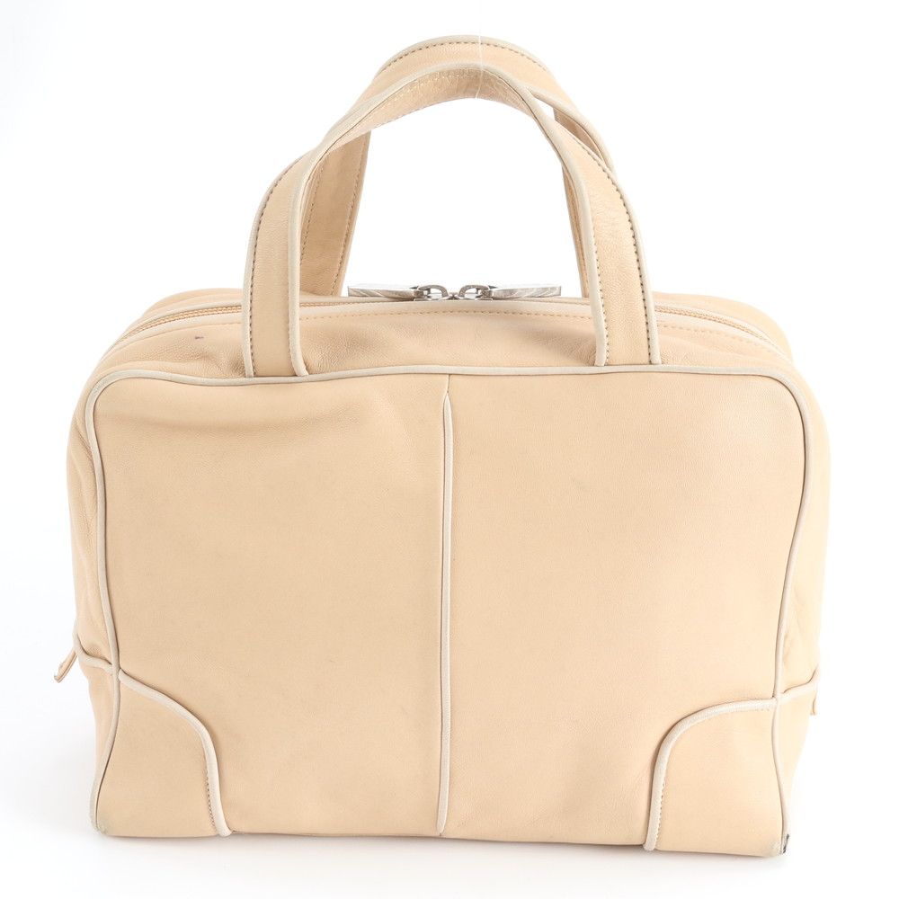 Loewe Mini Boston Beige Leather Handbag Tote — view 3