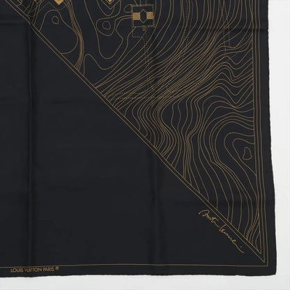 Louis Vuitton Tag Arata Isozaki Collaboration Silk 100% Topographic Map Scarf — view 4