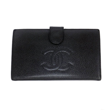 Chanel Ten Wallet Caviar Leather Black CC Logo Kiss Lock