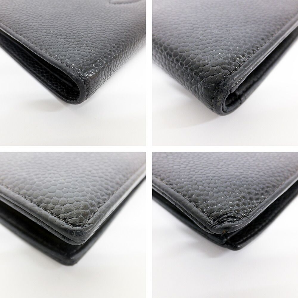 Chanel Ten Wallet Caviar Leather Black CC Logo Kiss Lock — view 5