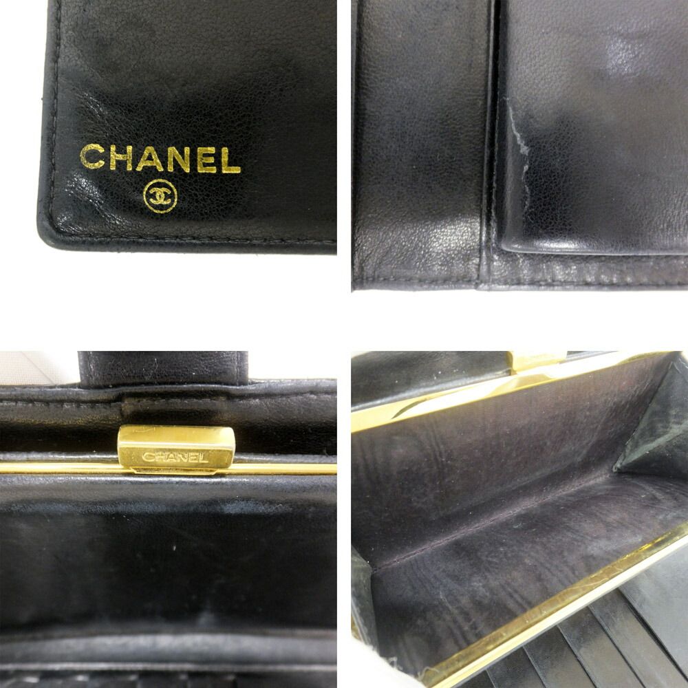Chanel Ten Wallet Caviar Leather Black CC Logo Kiss Lock — view 8