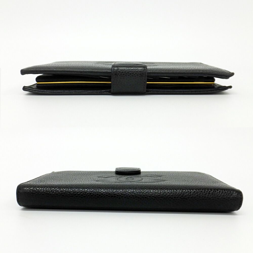 Chanel Ten Wallet Caviar Leather Black CC Logo Kiss Lock — view 3
