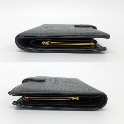 Chanel Ten Wallet Caviar Leather Black CC Logo Kiss Lock — view 4