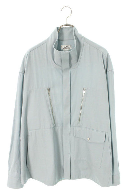 Hermes Zip Decoration Cotton Long Sleeve Shirt 43