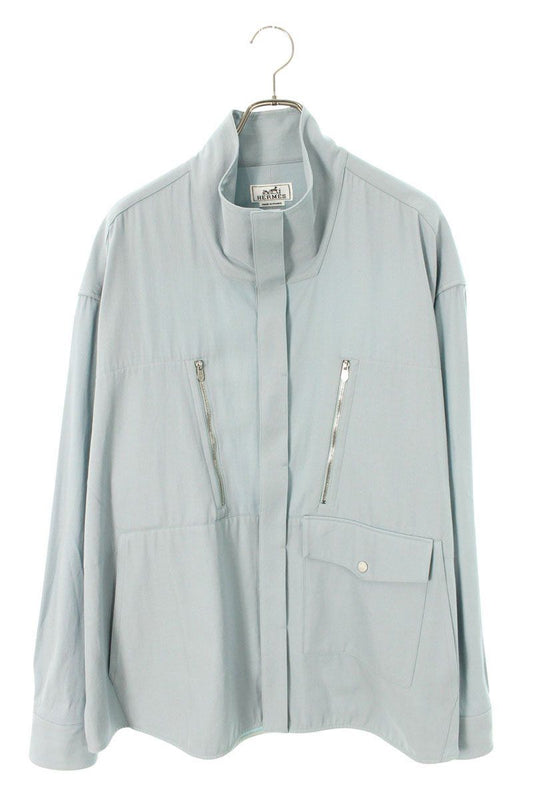 Hermes Zip Decoration Cotton Long Sleeve Shirt 43