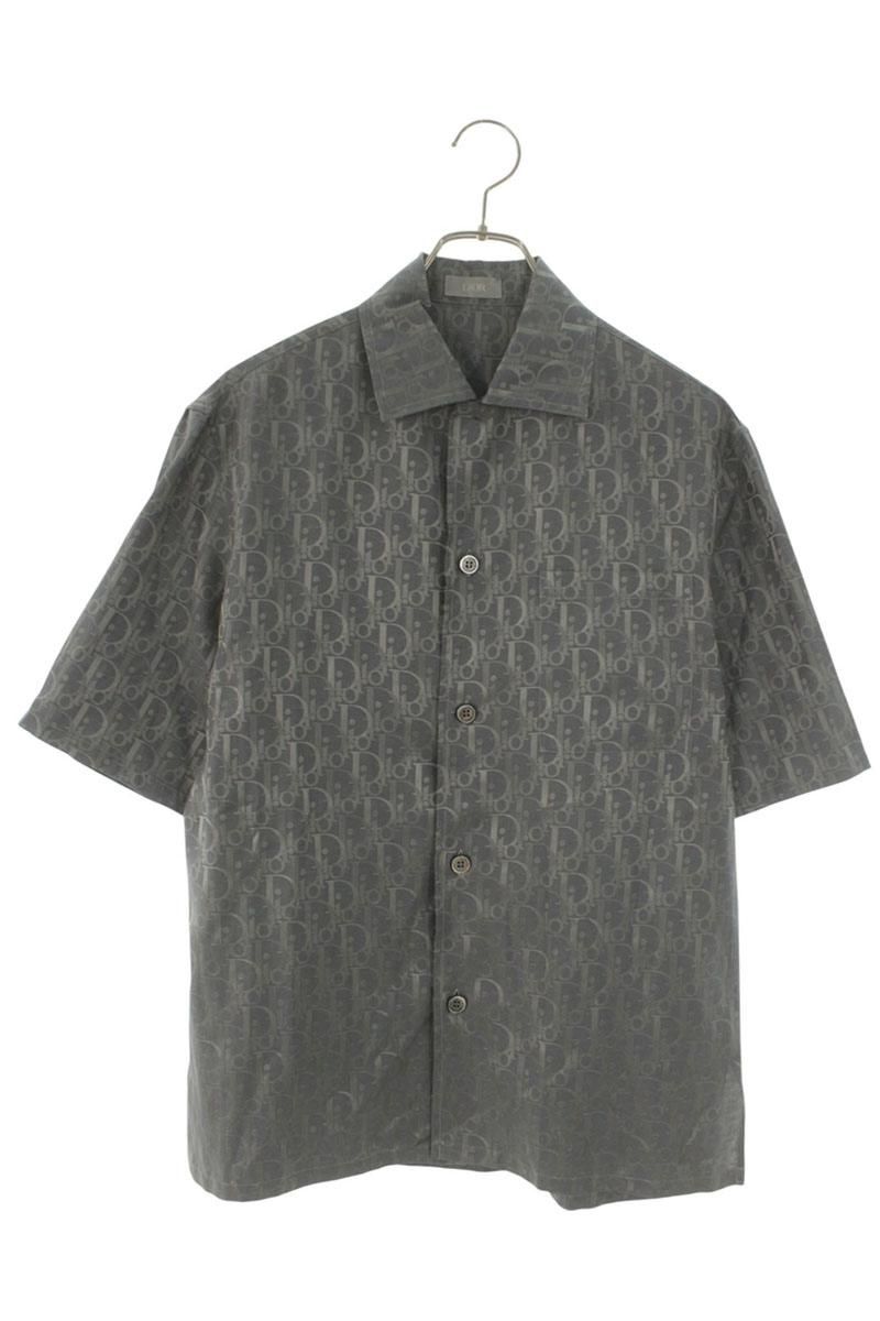 Dior Oblique Jacquard Silk Short Sleeve Shirt 37