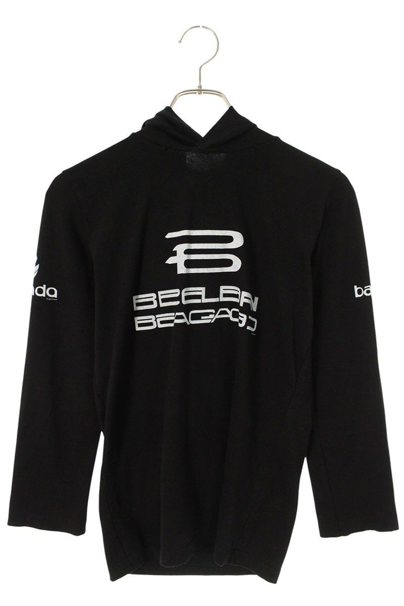 Balenciaga Hooded Logo Print Long Sleeve Top Hoodie
