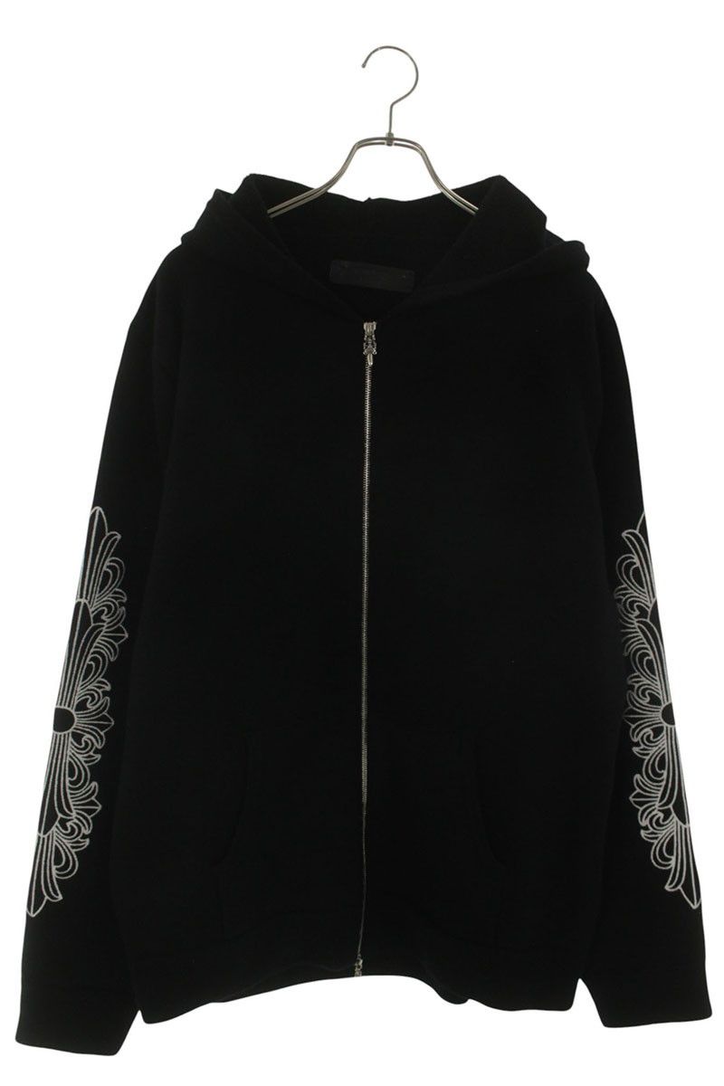 Chrome Hearts Life Sentence Sleeve Floral Embroidery Cashmere Zip Up Hoodie XL