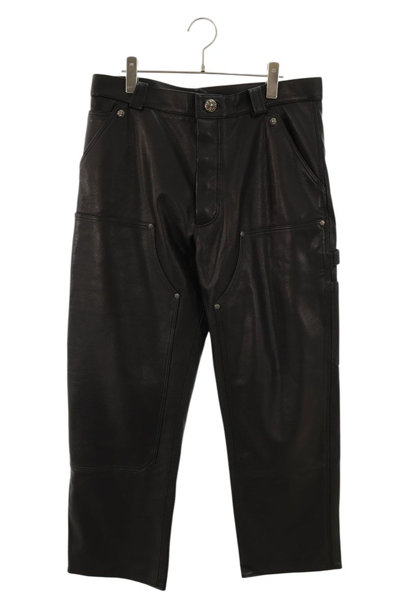 Chrome Hearts Carpenter Lthr Double Knee Leather Long Pants