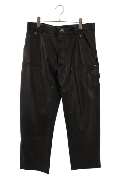 Chrome Hearts Carpenter Lthr Double Knee Leather Long Pants