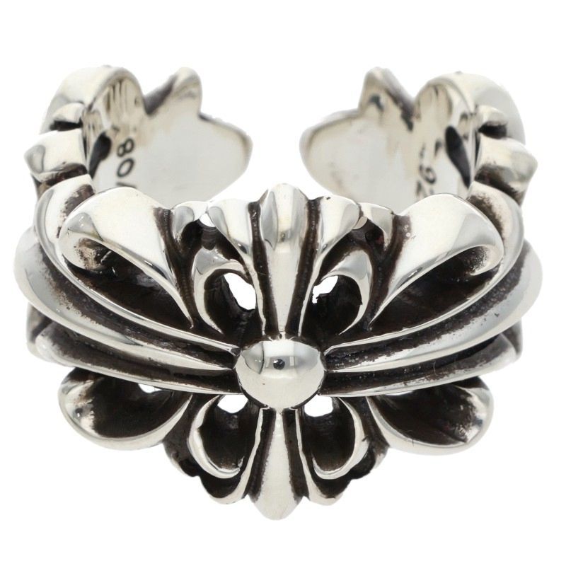 Chrome Hearts Dbl Flrl Crs Double Floral Cross Silver Ring