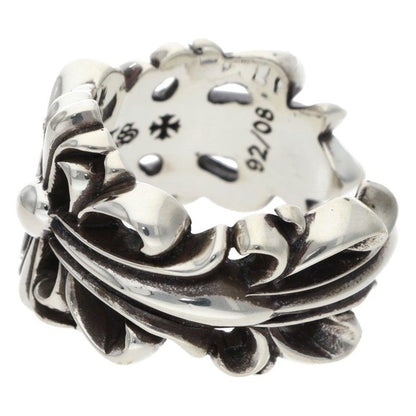 Chrome Hearts Dbl Flrl Crs Double Floral Cross Silver Ring — view 5