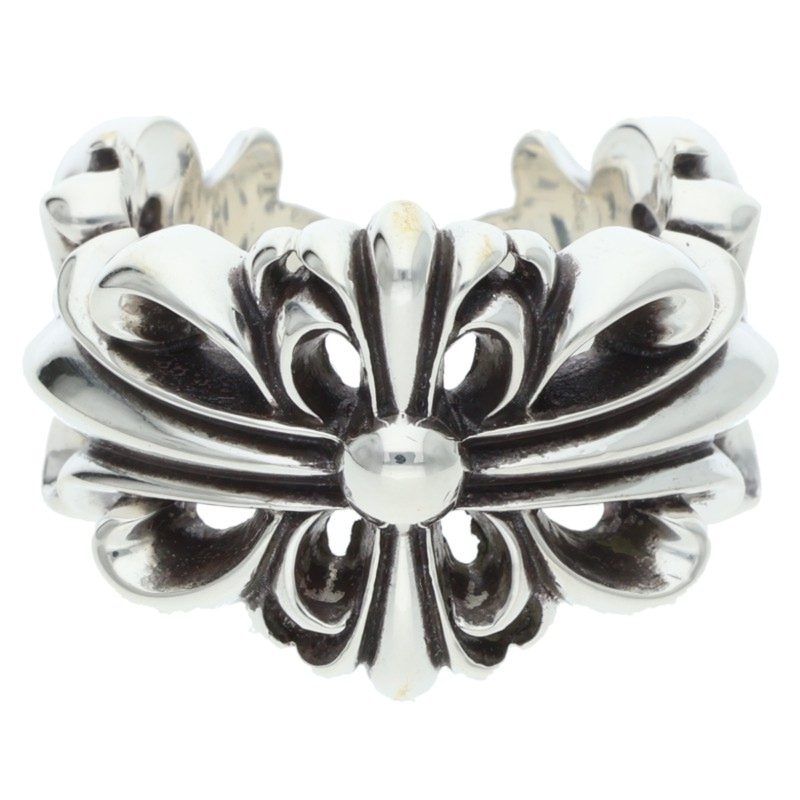Chrome Hearts Dbl Flrl Crs Double Floral Cross Silver Ring