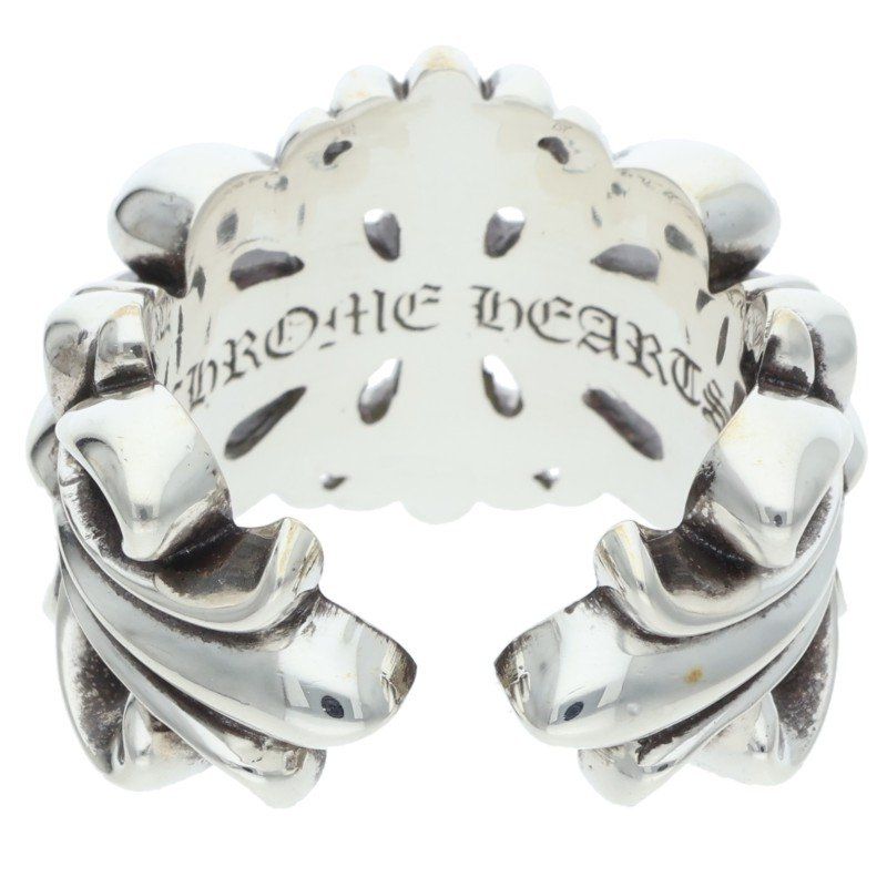 Chrome Hearts Dbl Flrl Crs Double Floral Cross Silver Ring — view 2