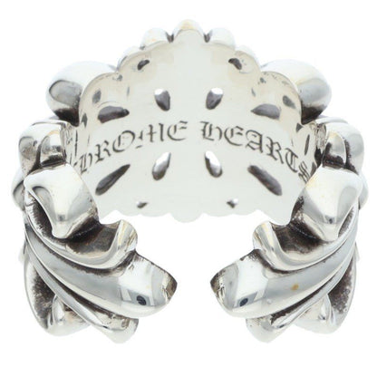 Chrome Hearts Dbl Flrl Crs Double Floral Cross Silver Ring — view 2