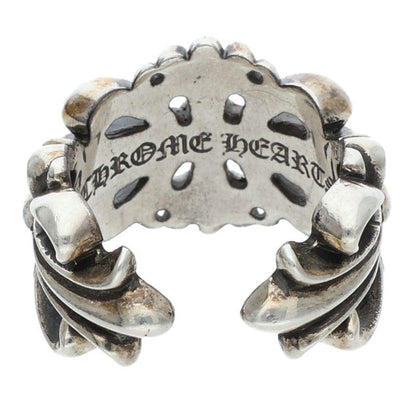 Chrome Hearts Dbl Flrl Crs Double Floral Cross Silver Ring — view 2