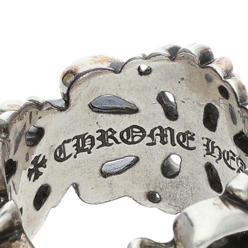 Chrome Hearts Dbl Flrl Crs Double Floral Cross Silver Ring — view 3