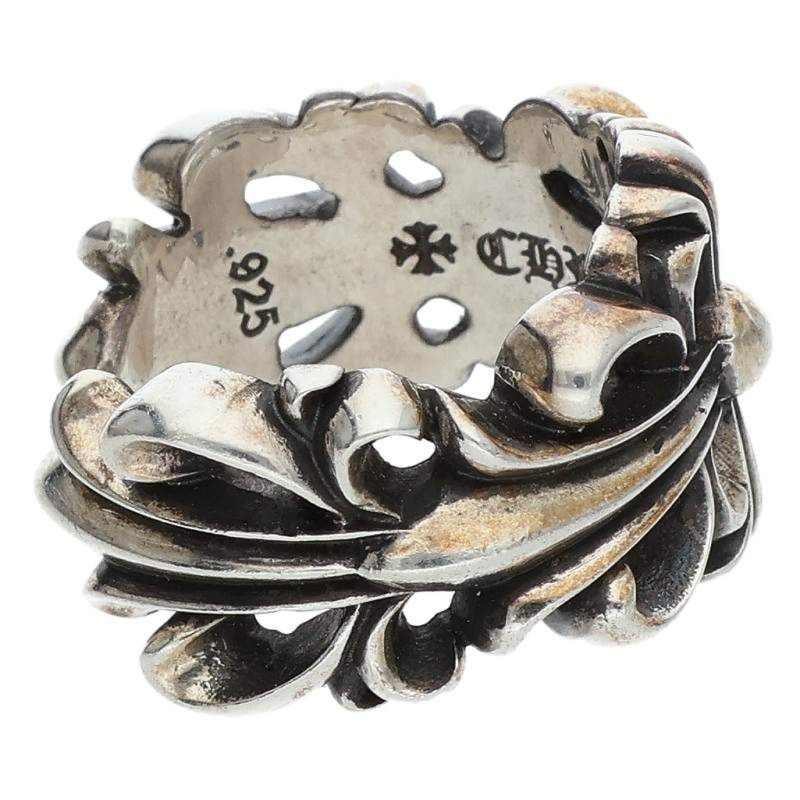 Chrome Hearts Dbl Flrl Crs Double Floral Cross Silver Ring — view 5