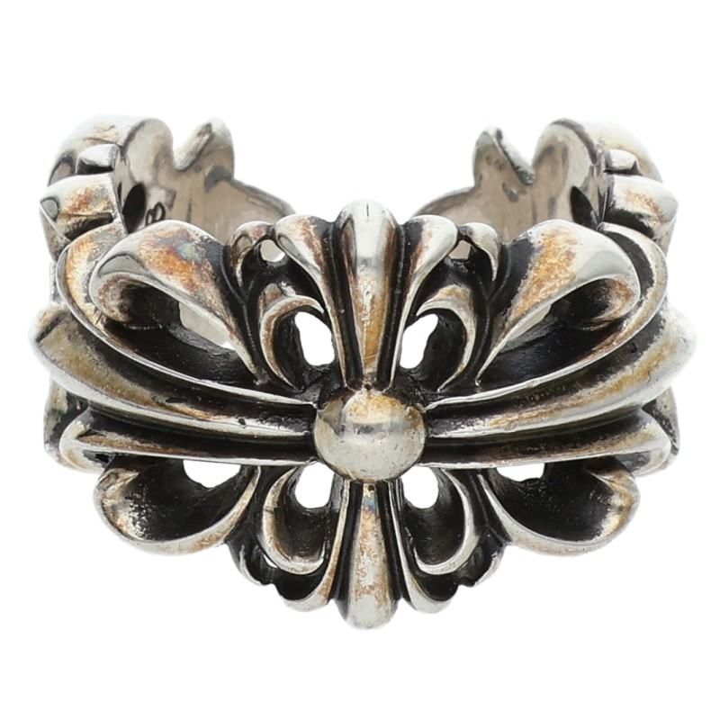 Chrome Hearts Dbl Flrl Crs Double Floral Cross Silver Ring