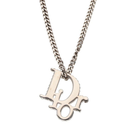 Dior Rhinestone Embellished Oblique Logo Necklace