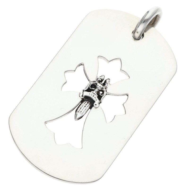 Chrome Hearts D Tag Lrg Cross Dagg Cutout Daga Silver Pendant