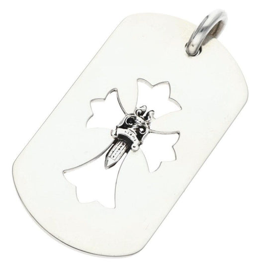 Chrome Hearts D Tag Lrg Cross Dagg Cutout Daga Silver Pendant